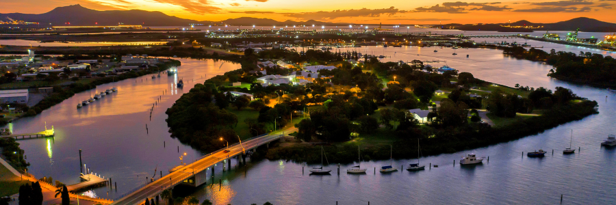 Gladstone at sunset overlooking the Gladstone Marina. 